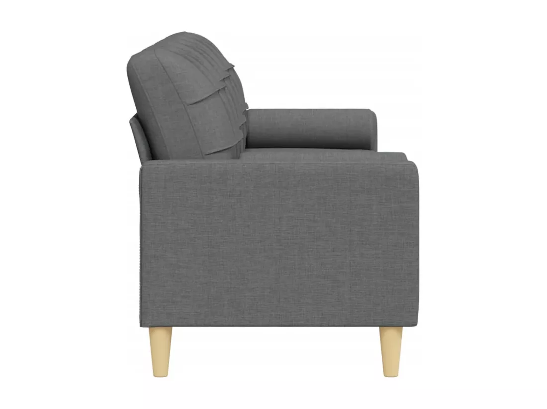Canapé 3 places avec oreillers gris foncé 210 cm tissu