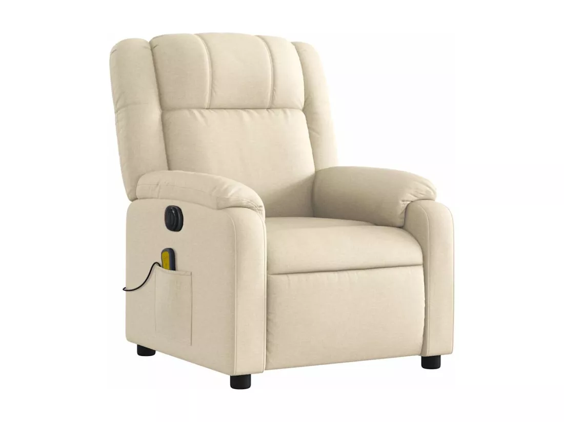 Fauteuil inclinable massant électrique crème tissu