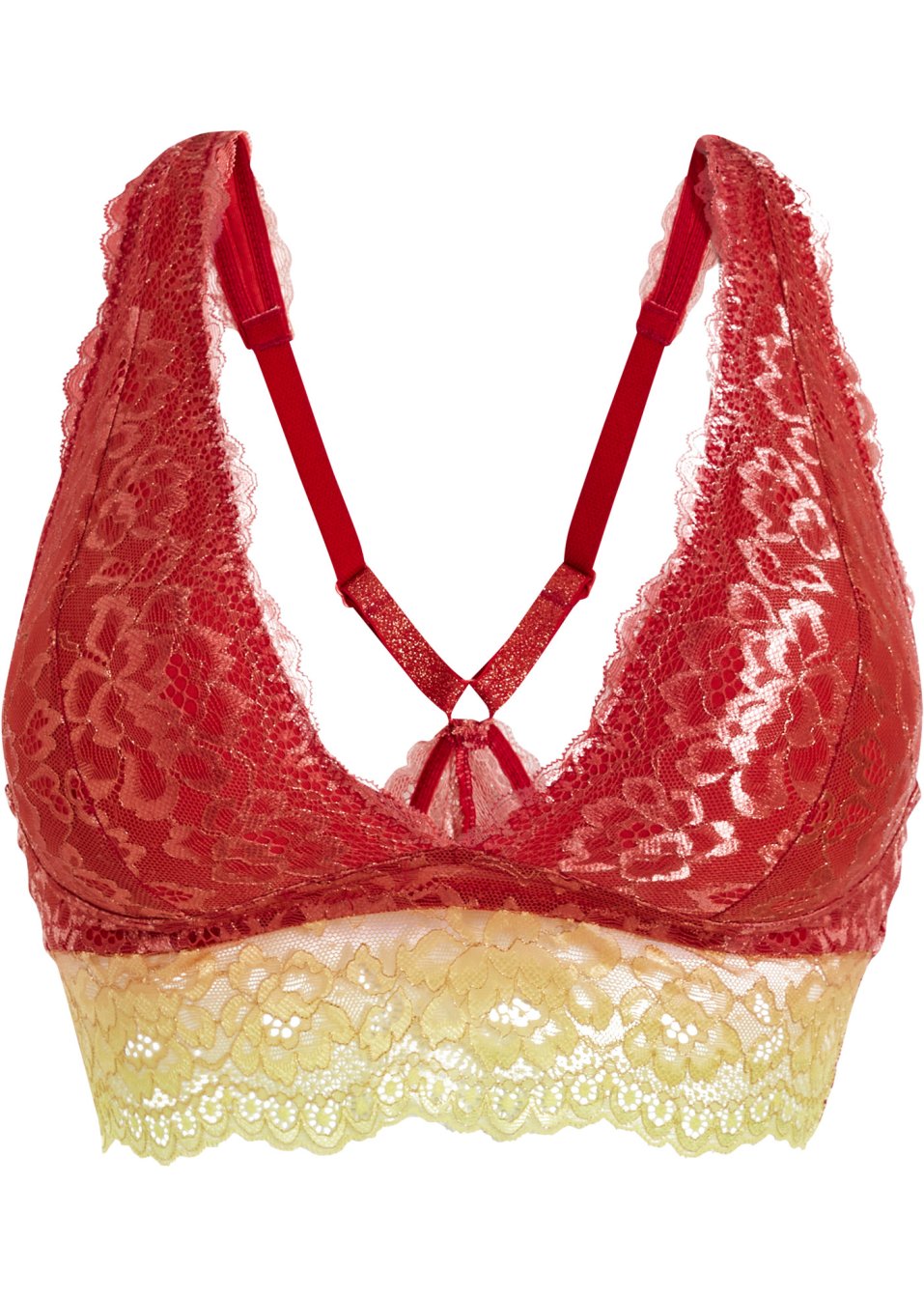 Brassière sans armature avec dentelle brillante et dégradé de couleur
