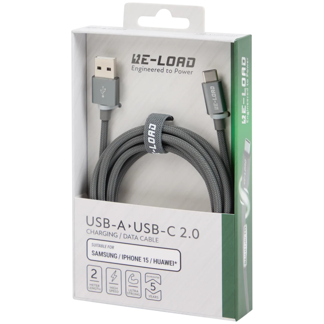 Re-load laad- en datakabel USB-C 2 meter | diverse kleuren