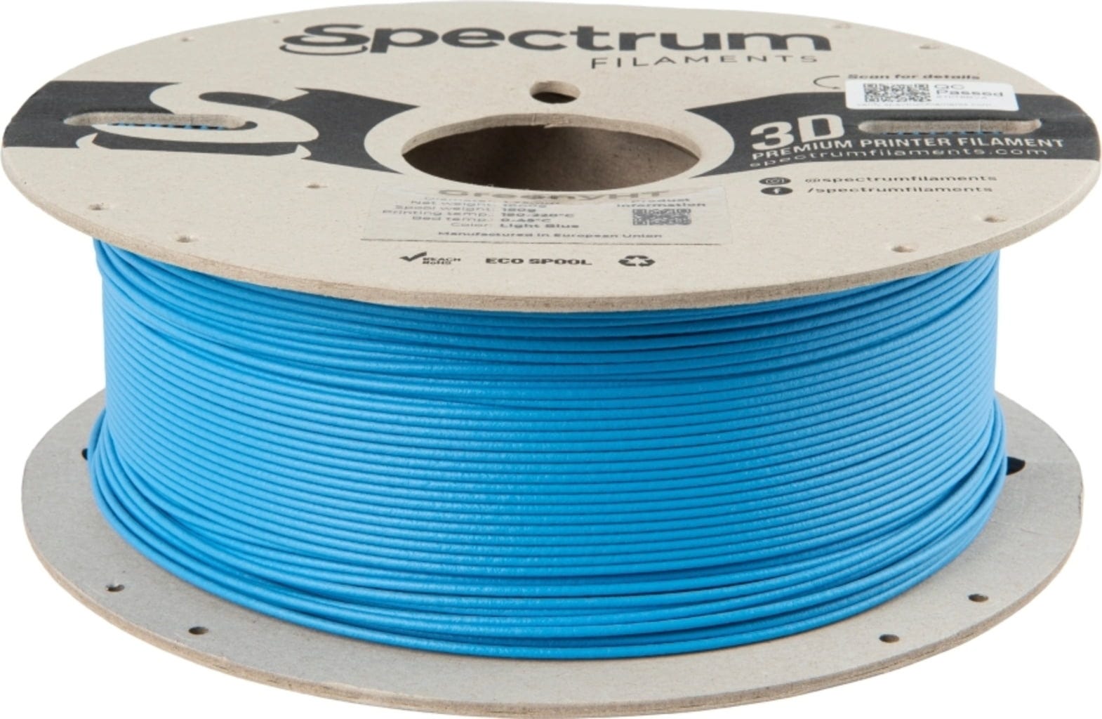 Spectrum  GreenyHT Light Blue, 1,75 mm / 1000 g    Filament mit sehr guten thermischen & mechanischen Eigenschaften
