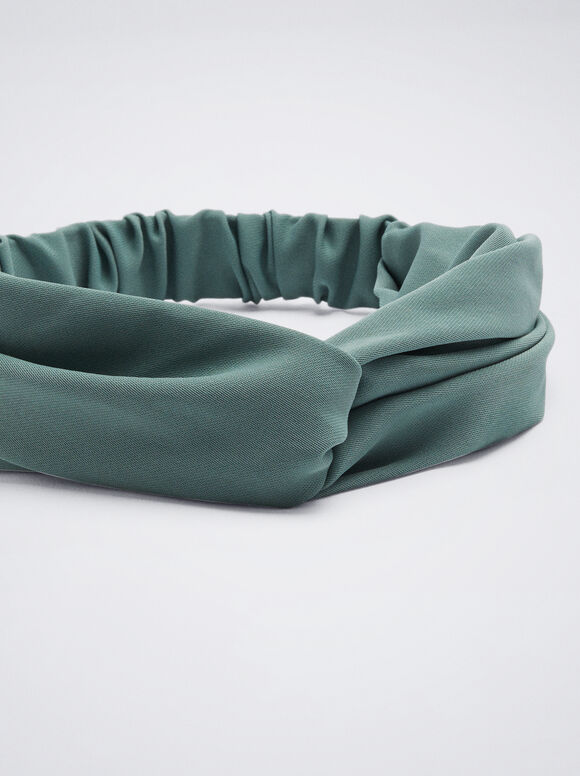 Faixa de cabeça tipo turbante com nó - Verde