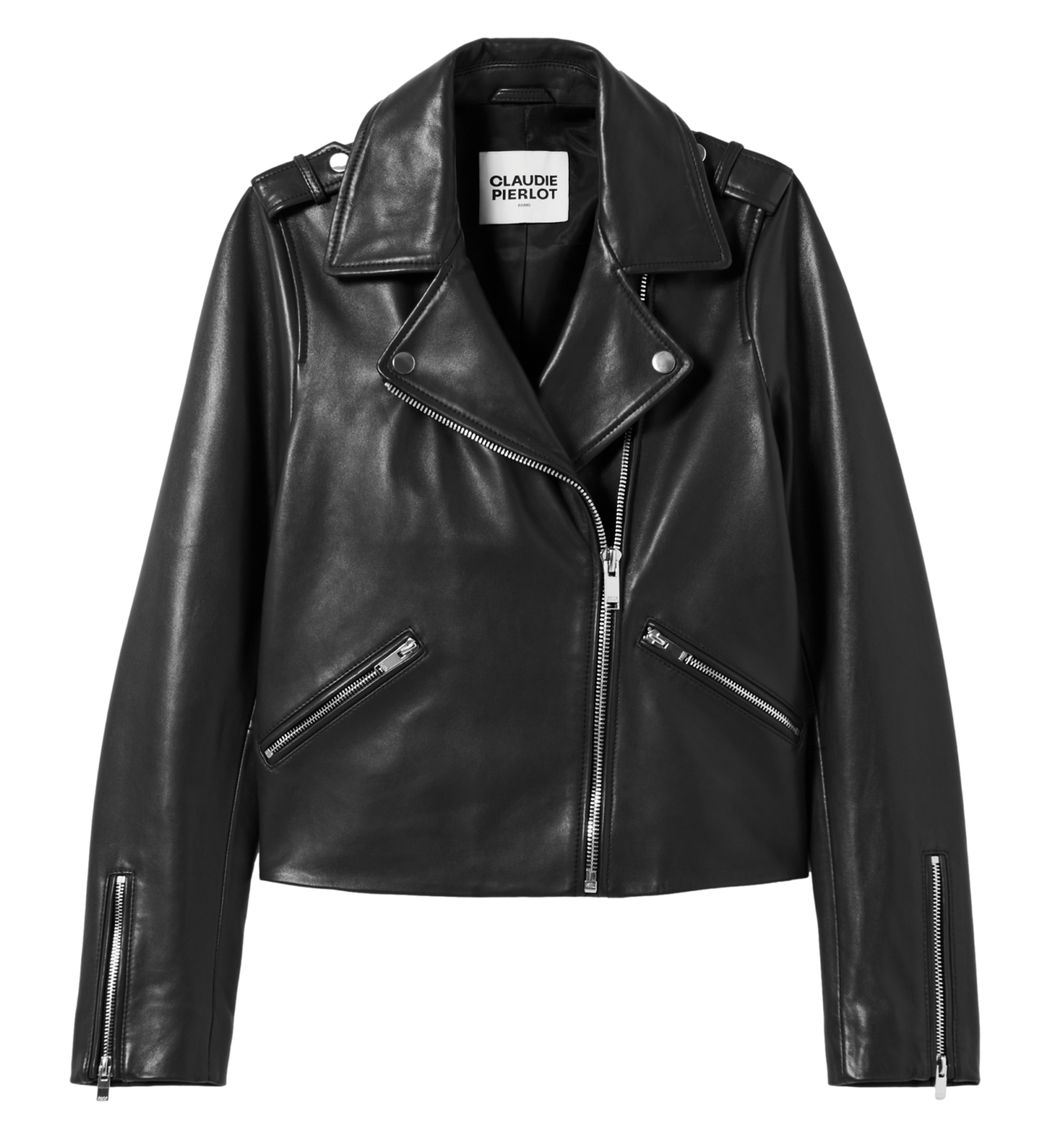 Veste en cuir ajustée | Noir