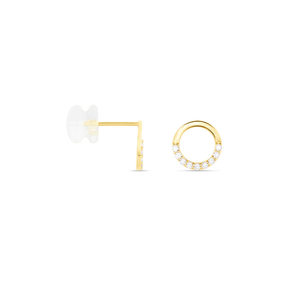 Boucles D'oreilles Puces Rimya Or Jaune Oxyde De Zirconium