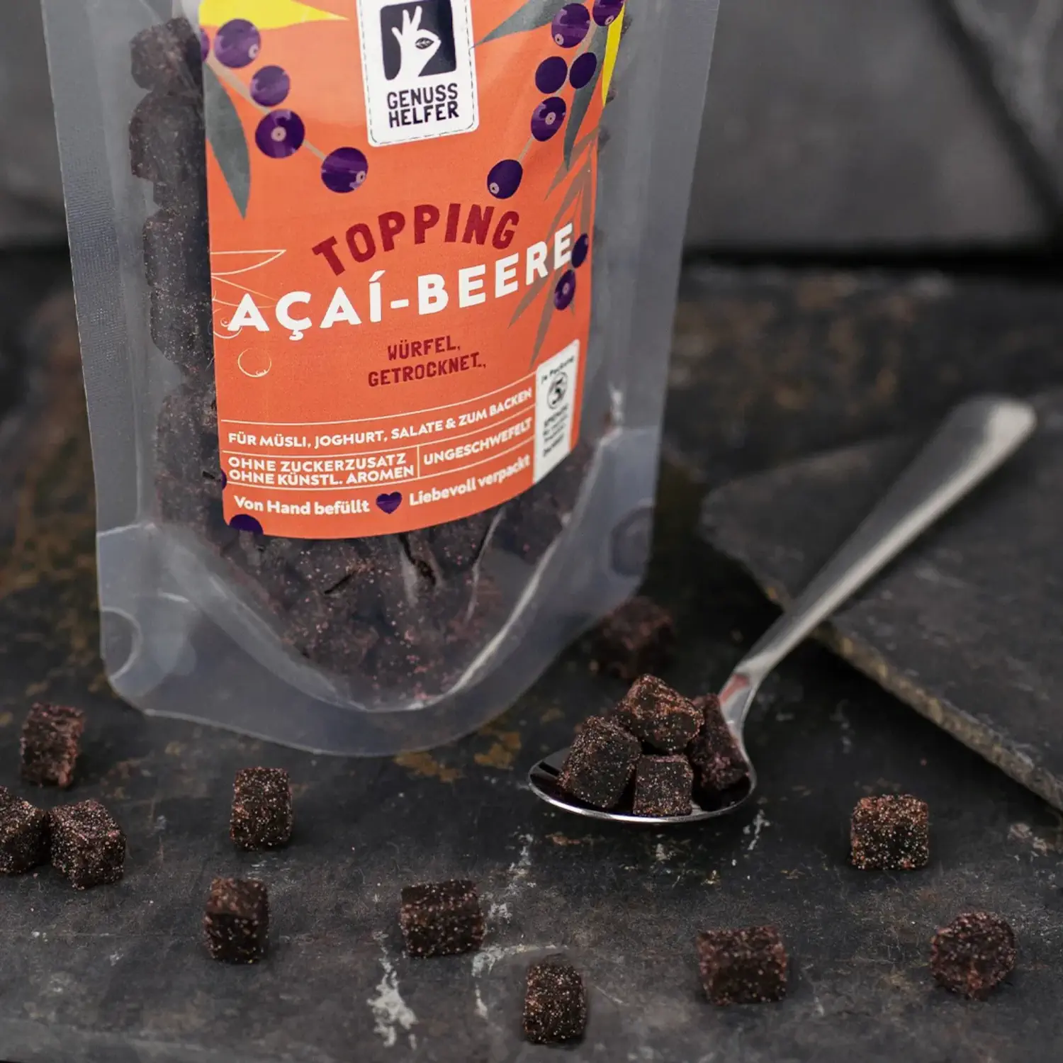 Acai Beeren Würfel, getrocknet