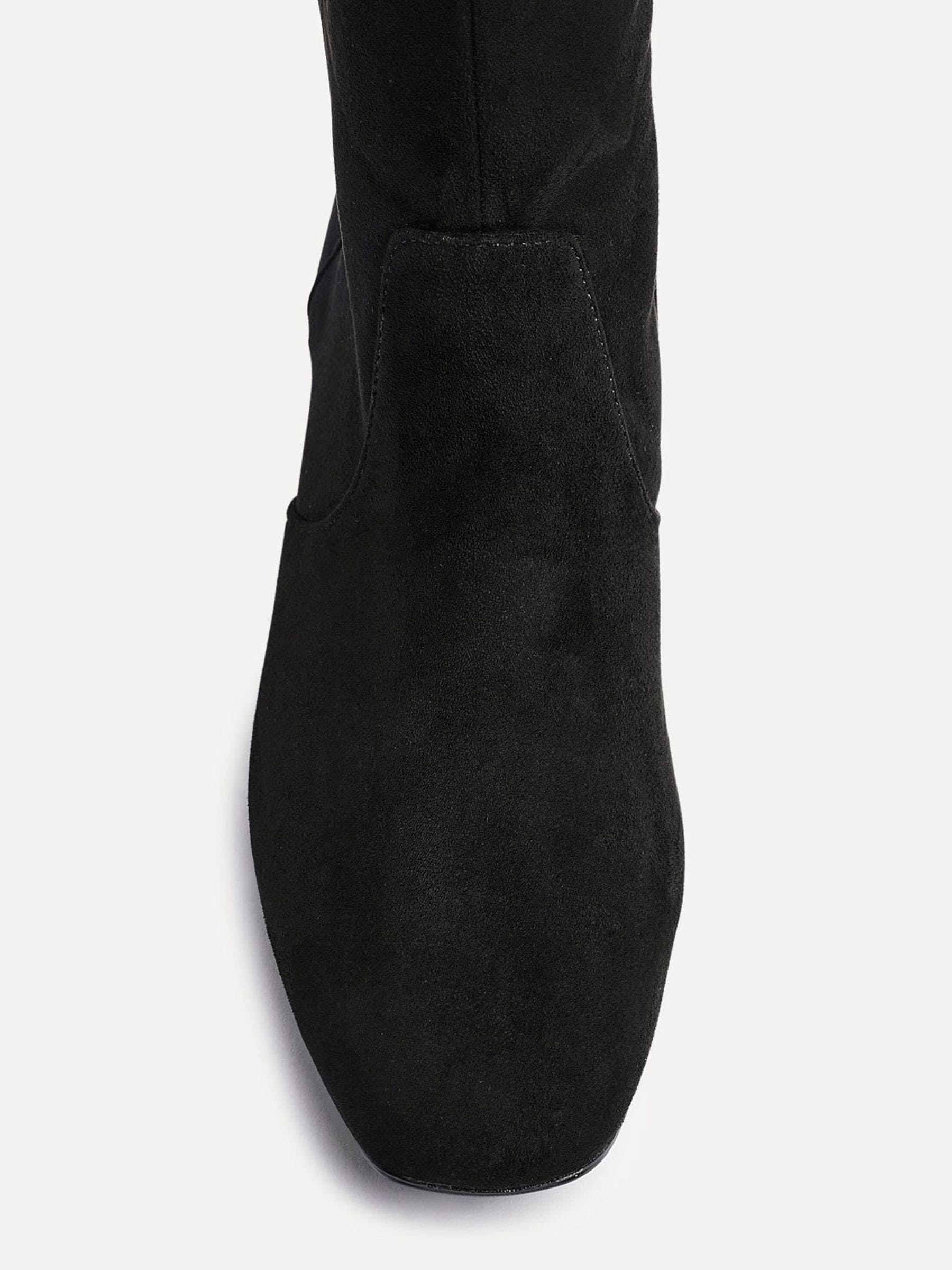 Zwart - Linzi Slate Stretch Knee High Block Heel Boots