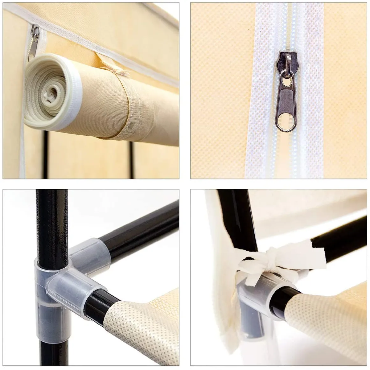 Helloshop26 Grande étagère pliante en tissu - Beige