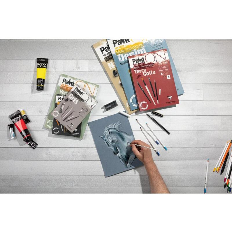 Paint'ON Gris bloc collé 30F A4 250g