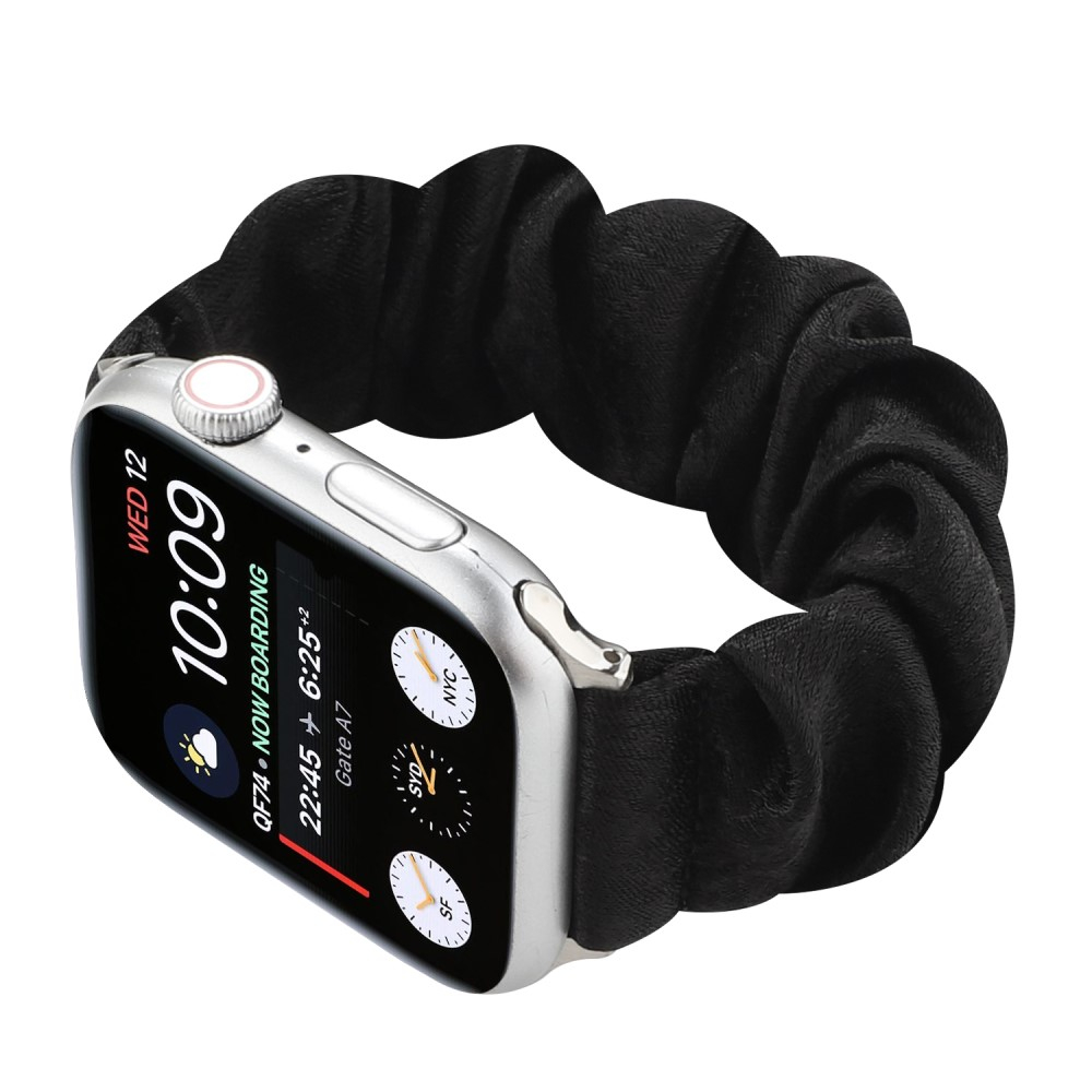 Apple Watch (42/41/40/38 mm) Stoff Ersatz Armband Scrunchie (Gelenkumfang: 170-225mm) - Schwarz
