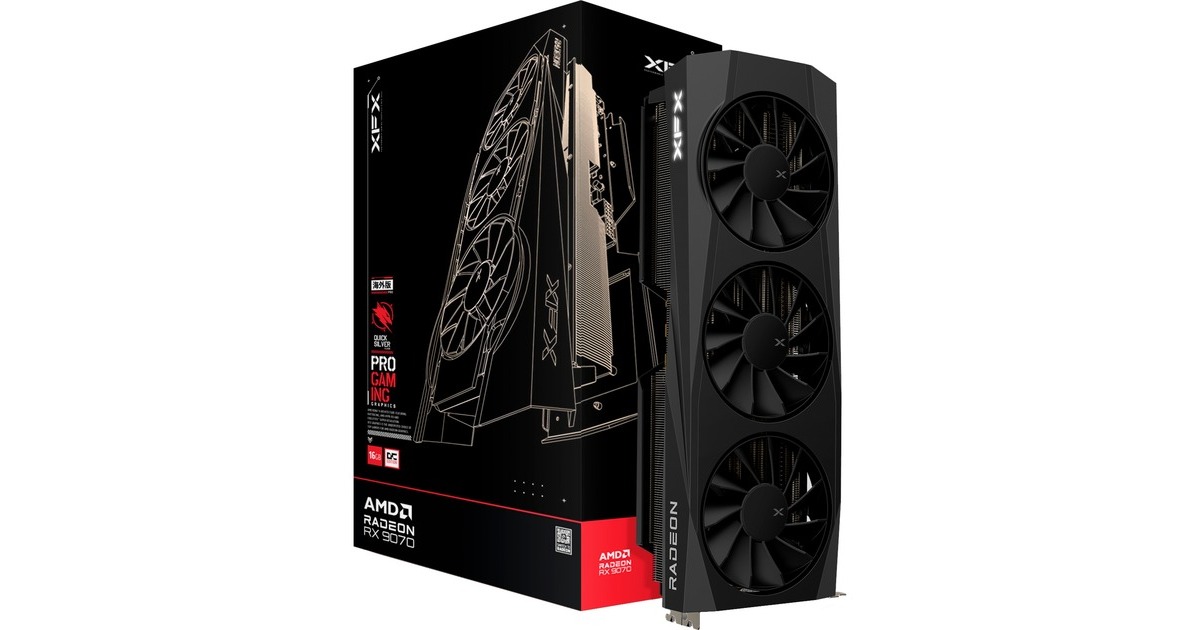 XFXRadeon RX 9070 Quicksilver OC grafische kaart  (Zwart, RDNA4, GDDR6, 3x DisplayPort, 1x HDMI 2.1)
