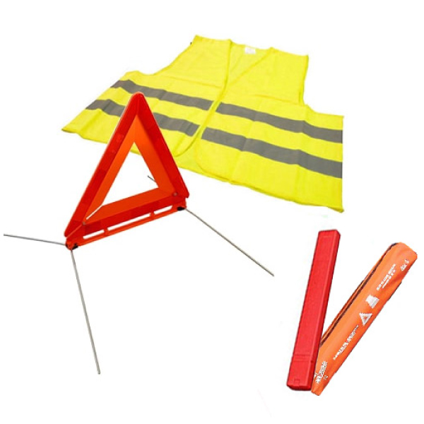 Kit sécurité gilet sécurité jaune et triangle pré signalisation
