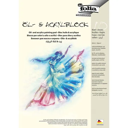 Folia Öl- und Acrylmalblock 290g/qm, DIN A3, 10 Blatt