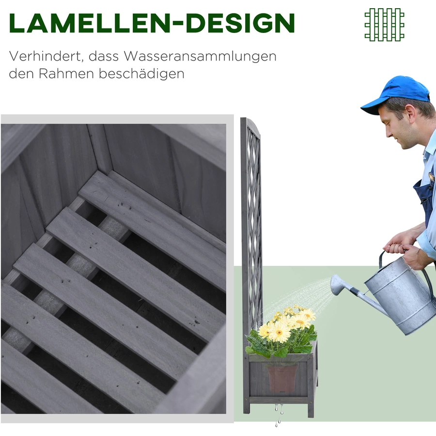 Outsunny Planzkasten mit Rankgitter grau