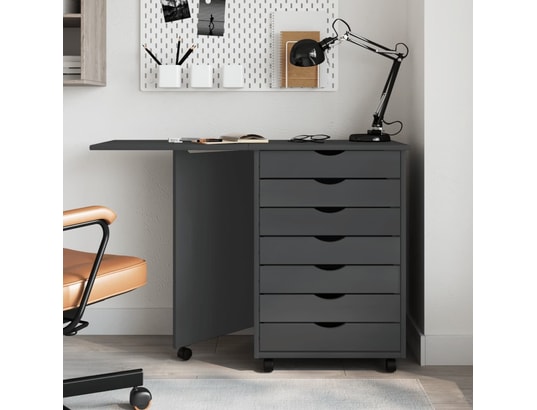 VIDAXL - Armoire de rangement Armoire roulante avec bureau moss gris bois de pin solide
