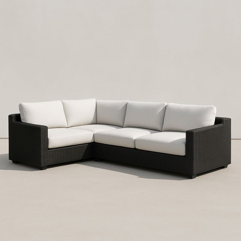 Modulares Ecksofa Set Kunststoff-Rattan Weiß Polster 250x250cm
