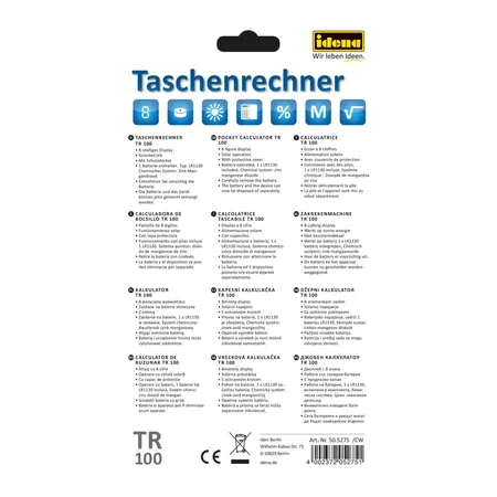 Idena 505275 Taschenrechner TR 100, 8stellig