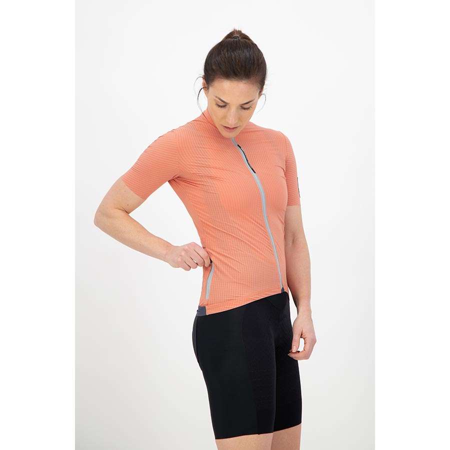 Q36.5 L1 Pinstripe X Fietsshirt Korte Mouwen Roze Dames