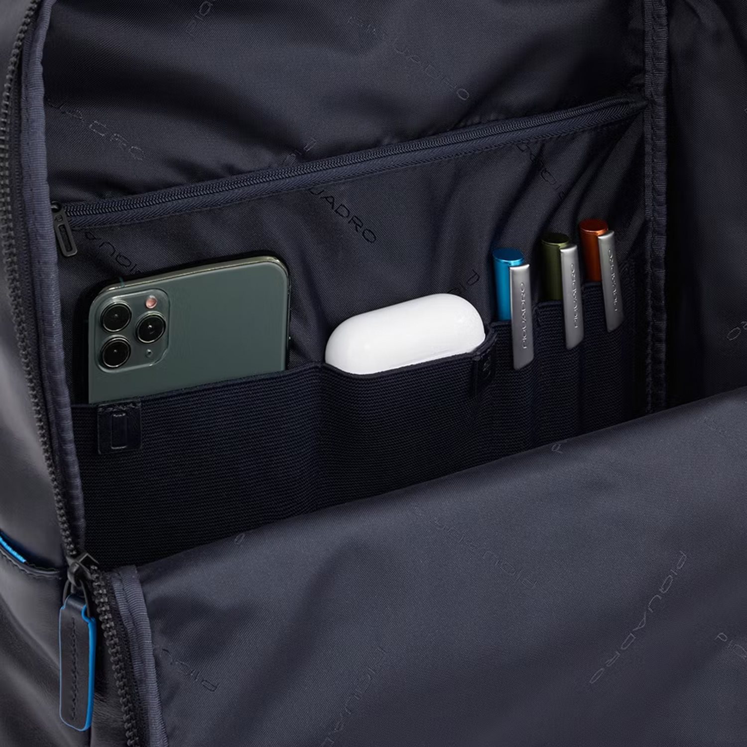 Piquadro Blue Square Computer Backpack Plain With iPad Pro black