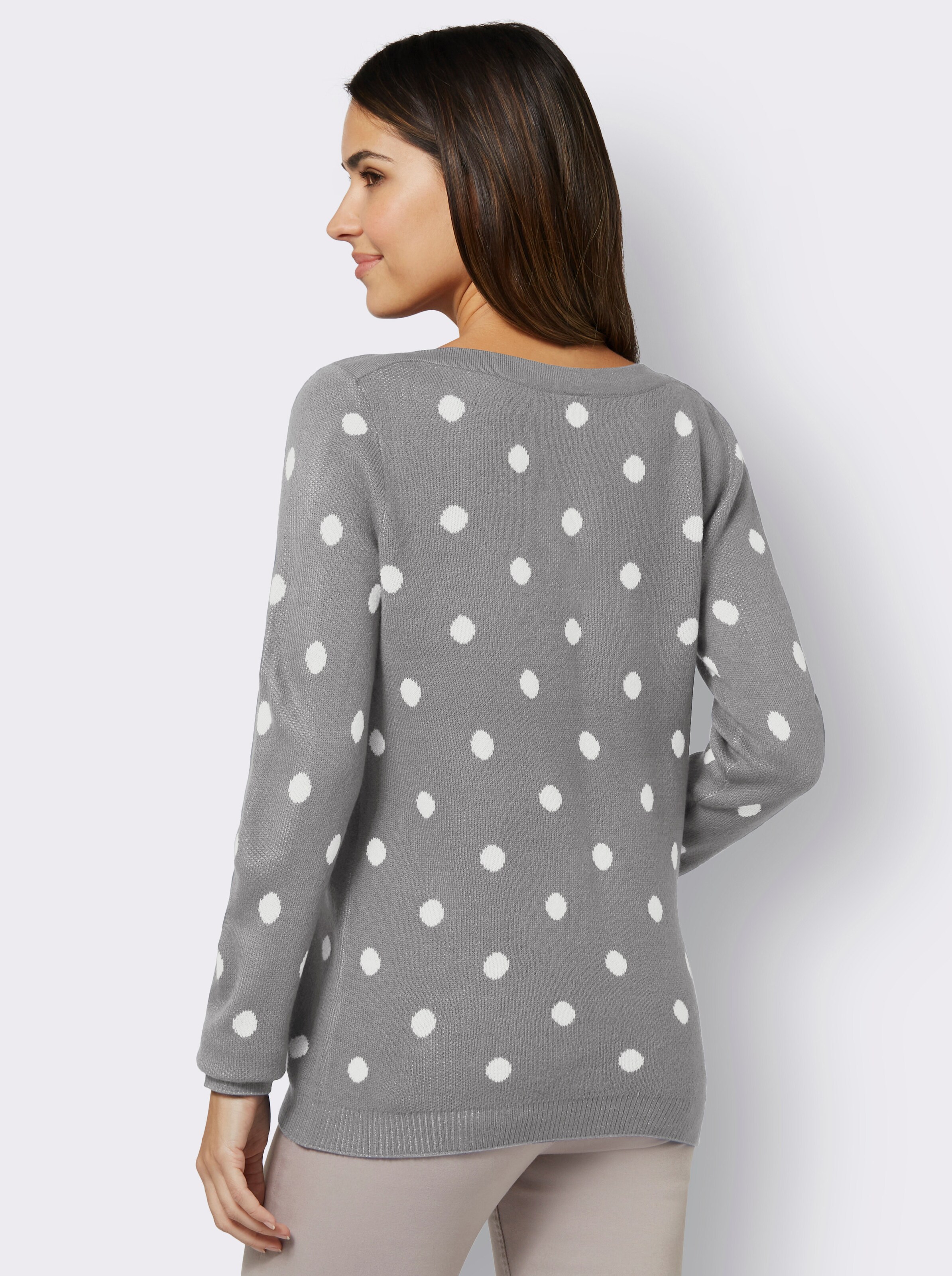 Jacquardpullover im Tupfen-Dessin