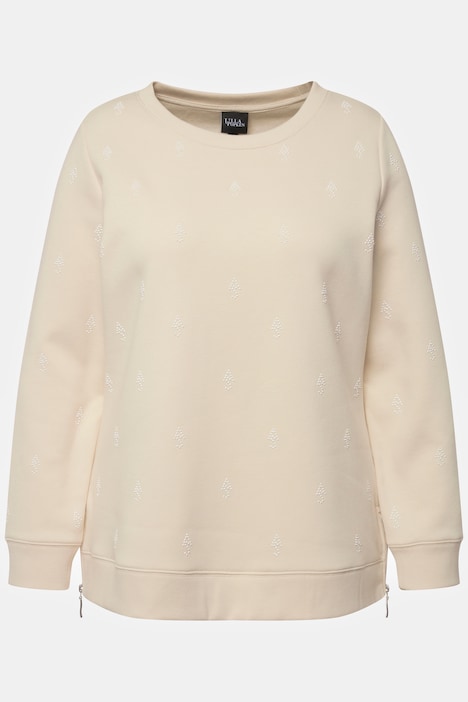 Sweatshirt, Perlen, Reißverschlüsse, Rundhals, Langarm
