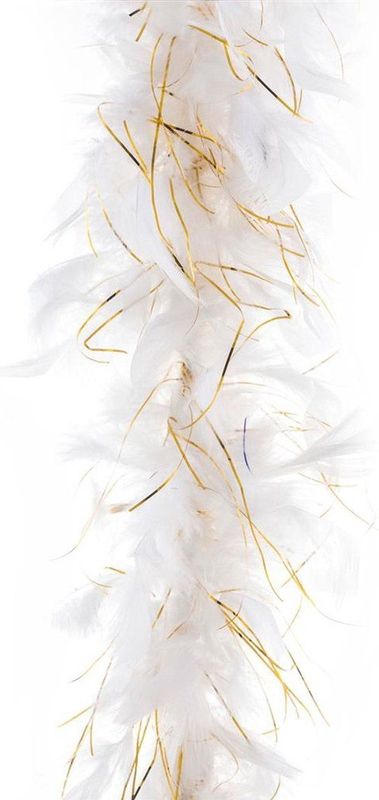 Boa kerstslinger - wit/goud - 200 cm - kerstboomversiering - kerstslingers