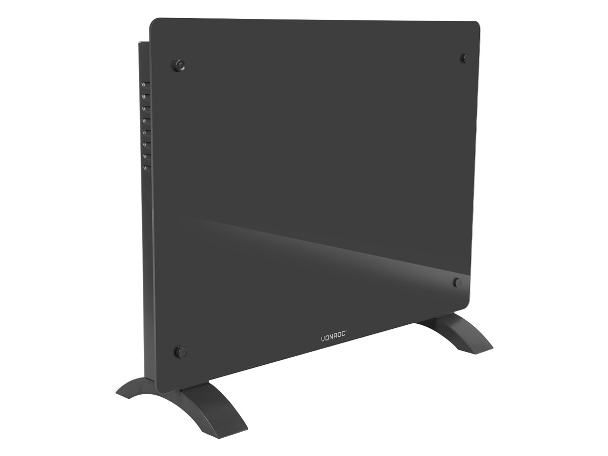 Vonroc 1500 watt convector kachel met glazen paneel - Grey