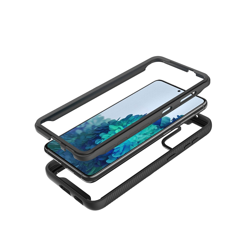 iPhone 13 Hybrid 2in1 Hülle Shock Proof   Acryl Rückseite - Schwarz