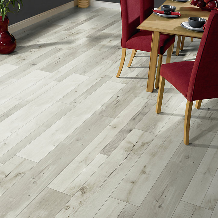 Sol stratifié clipsable Bexhill chêne blanc 8 mm