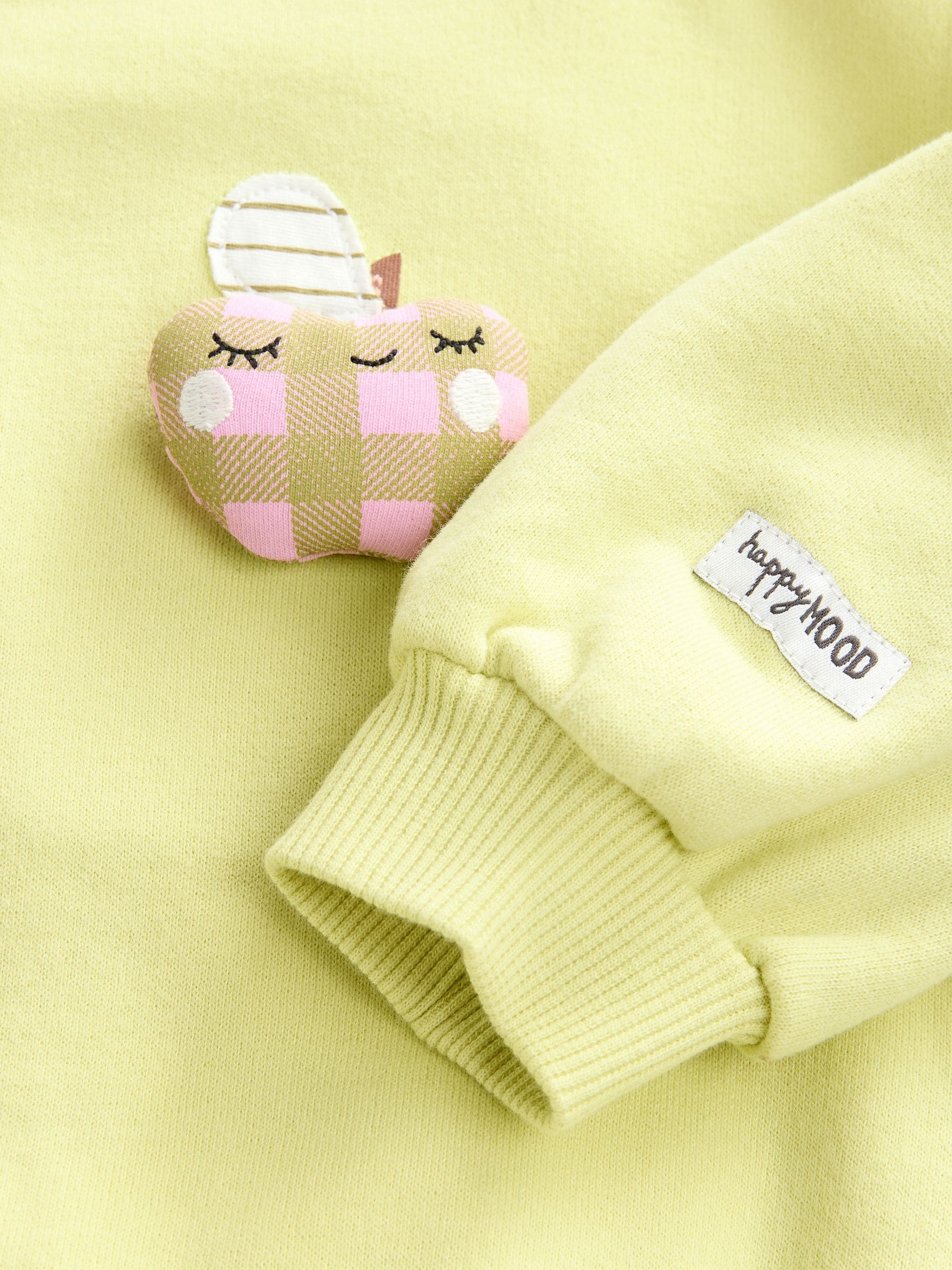 Limoengroen met appelmotief - Sweatshirt met ronde hals (3 mnd-7 jr)
