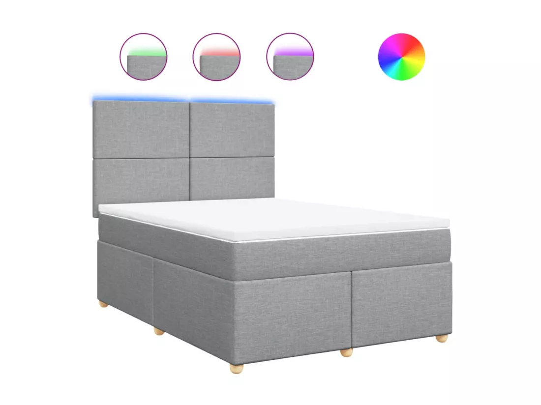 Sommier à lattes de lit avec matelas Gris clair 160x200cm Tissu