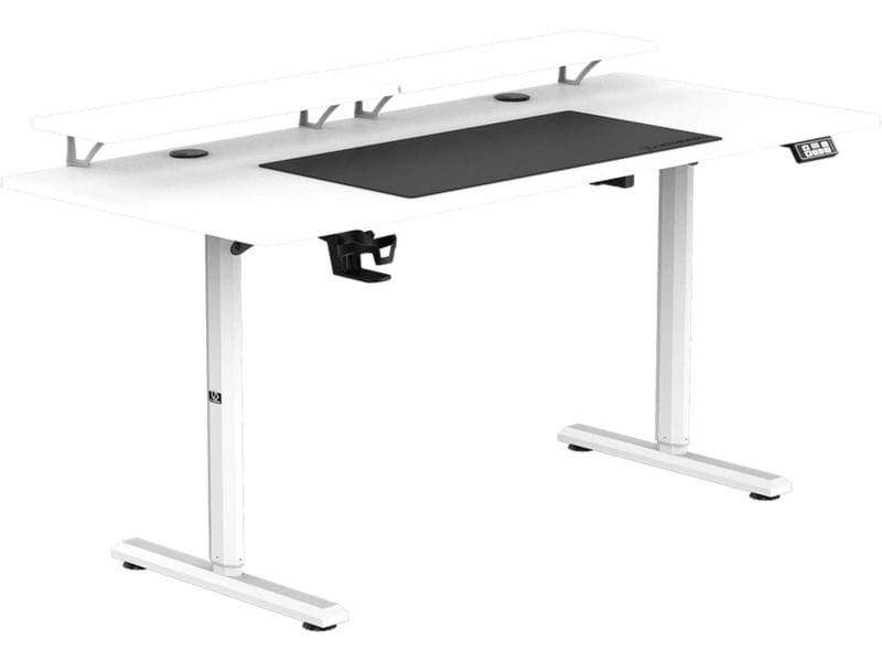 Ultradesk Gaming Tisch Higlander XXL Weiss Stabiler Gaming-Tisch für bis zu zwei Monitore