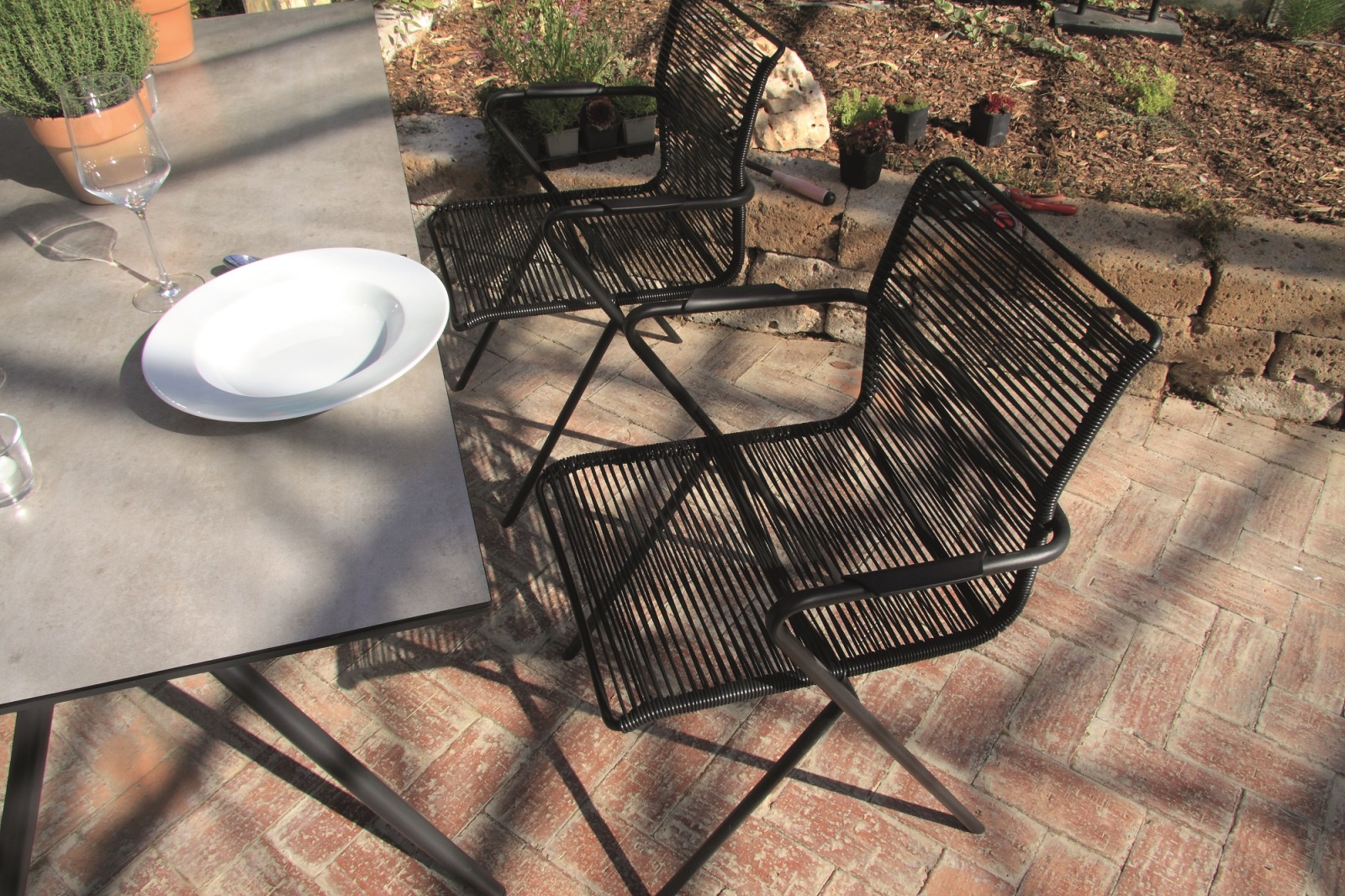 6-teiliges Gartenstuhl-Set - anthrazit - stapelbar - 55x83 cm