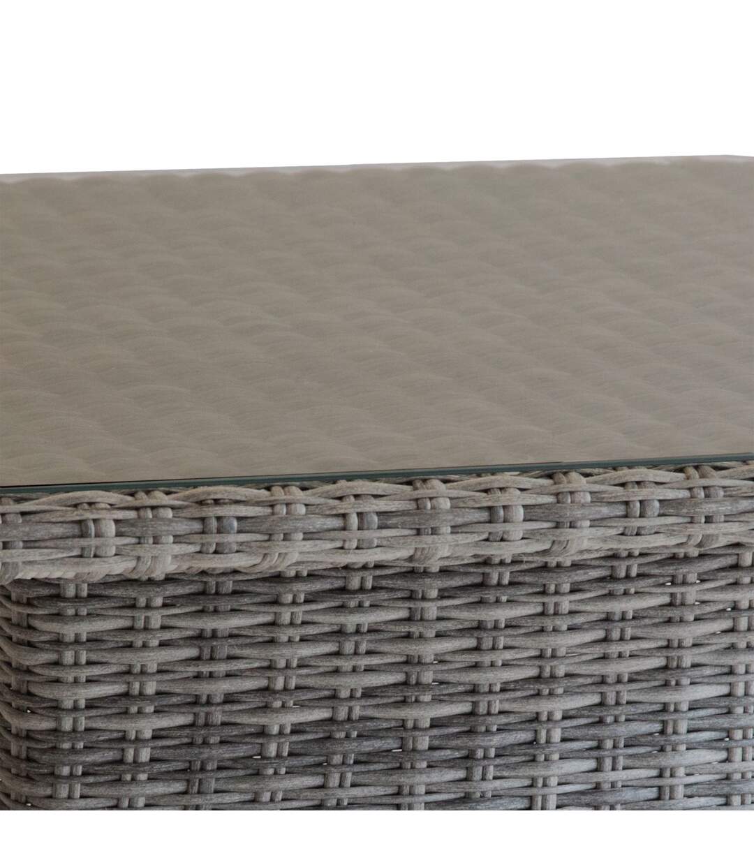 Table basse relevable de jardin en résine tressée Moorea - L. 110 x H. 45 cm - Gris ombre