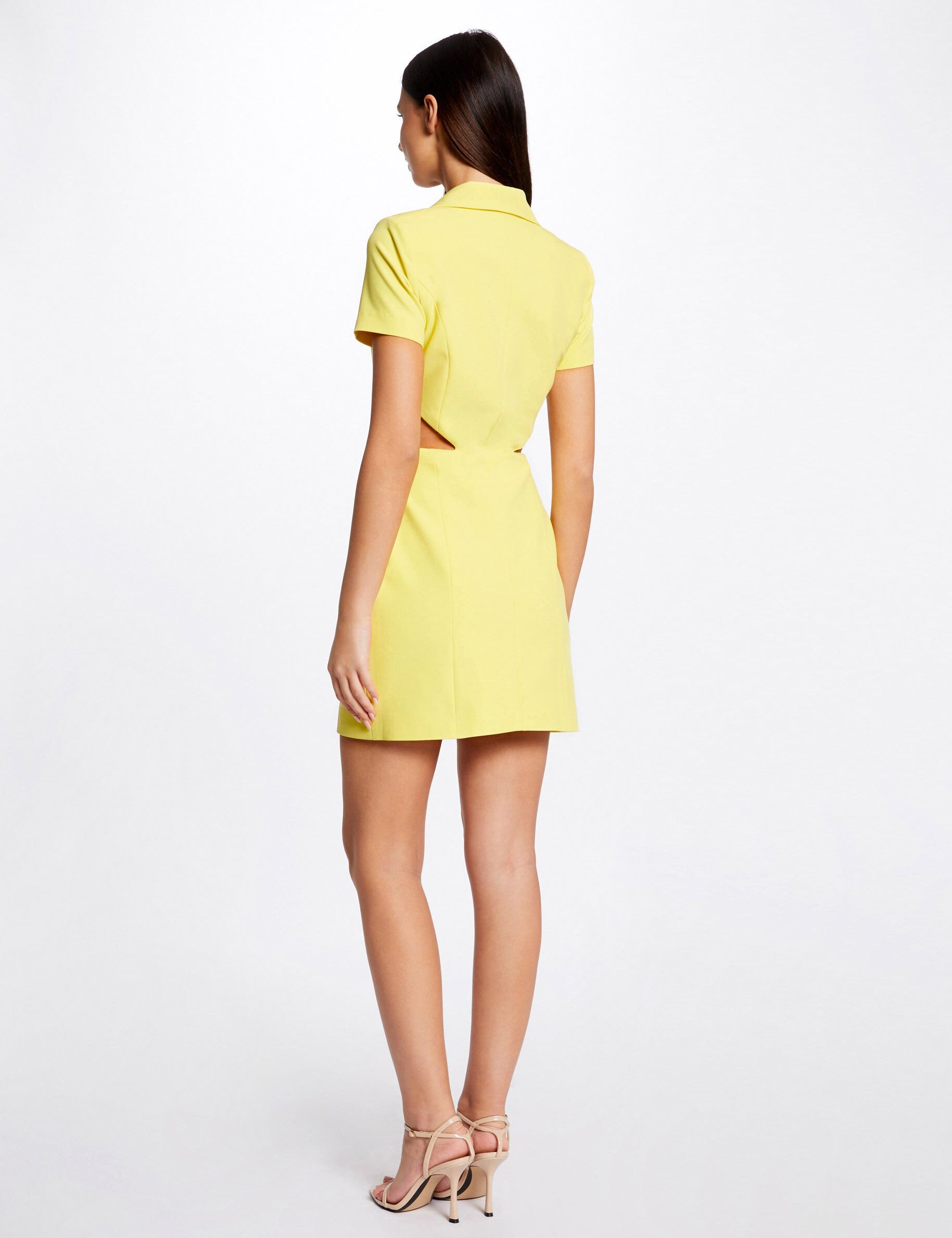 Robe portefeuille avec ouvertures jaune femme - jaune