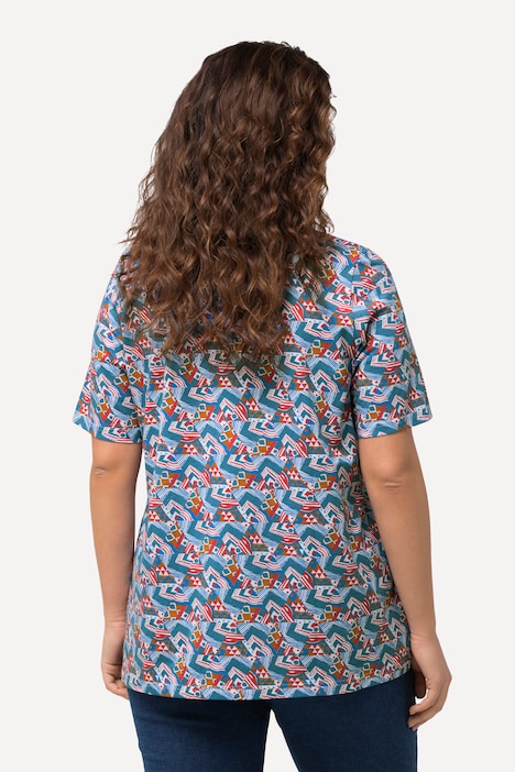 T-Shirt, Zierfalten, A-Linie, Carree-Ausschnitt, Halbarm