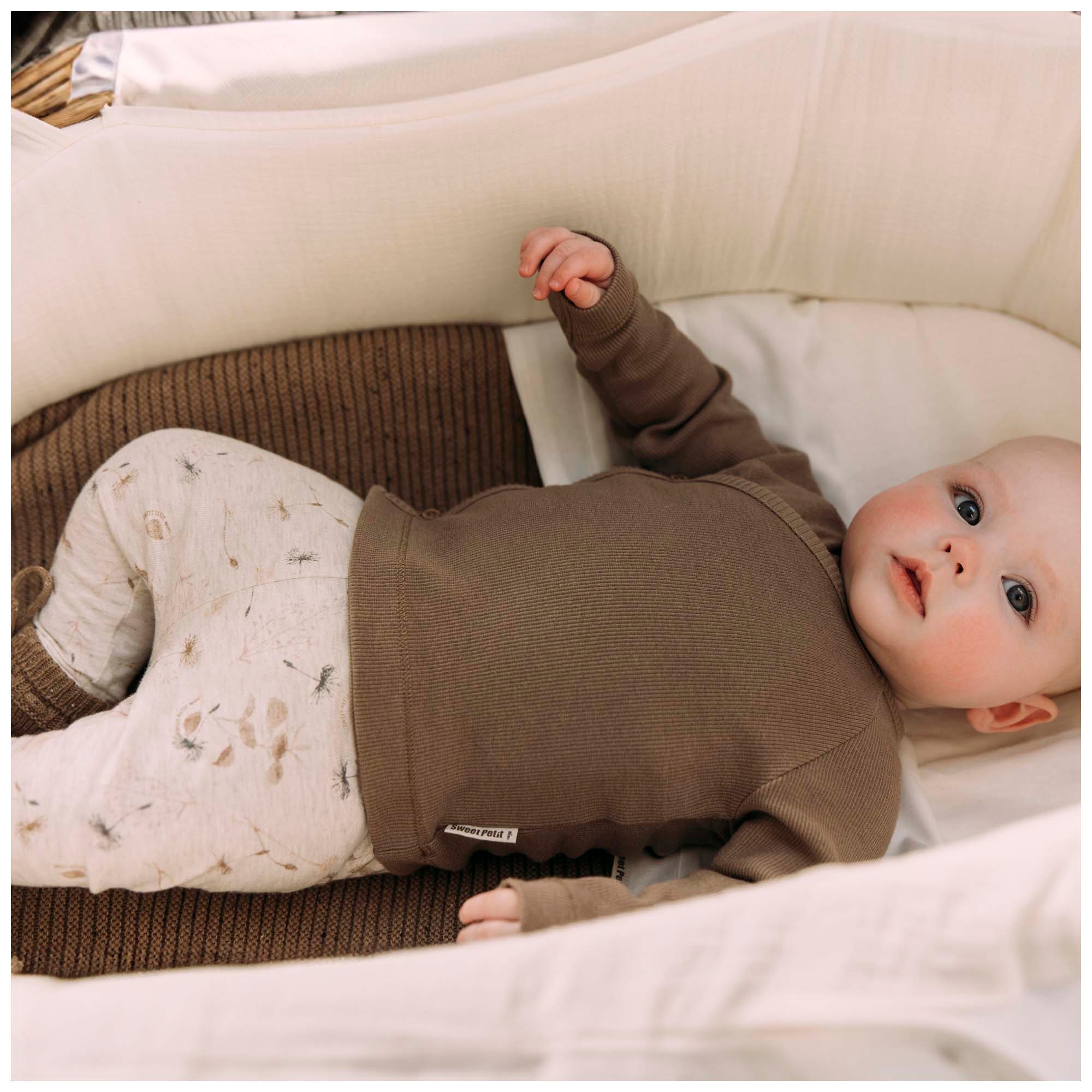 Sweet Petit Mini newborn broek  all over print beige