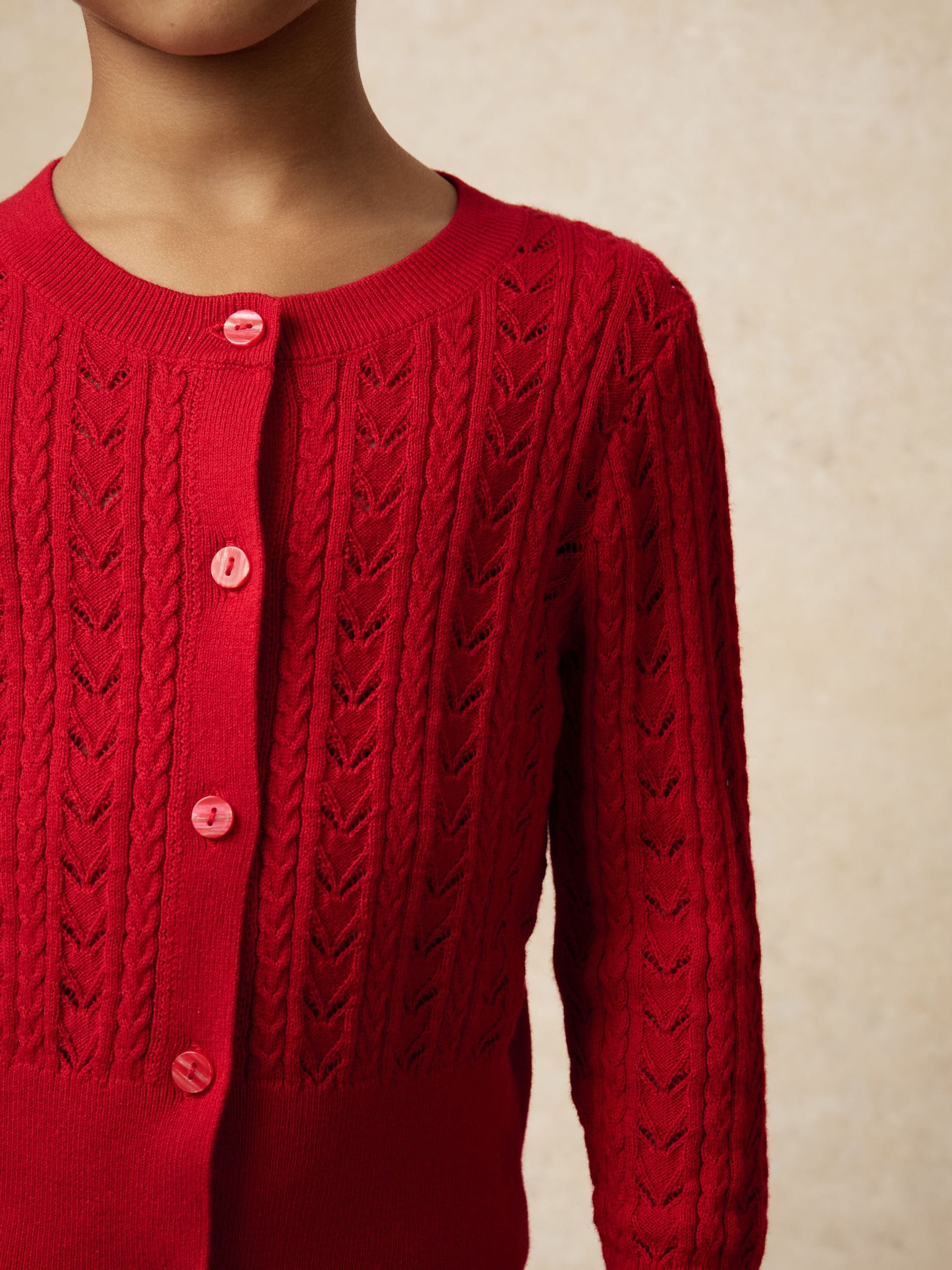Reiss Flo Wollen-Katoenen Ajourgebreid Vest