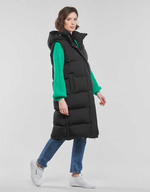 Superdry - LONGLINE HOODED PUFFER GILET - Noir