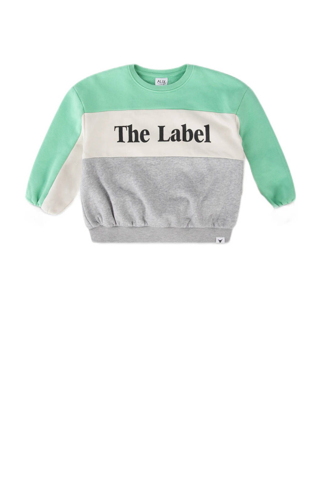Alix the Label sweater mintgroen/wit/grijs