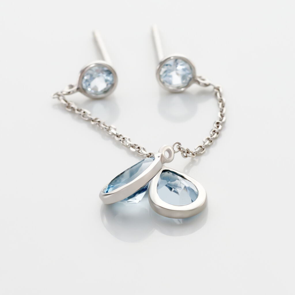 Boucles D'oreilles Pendantes Brenda Or Blanc Topaze