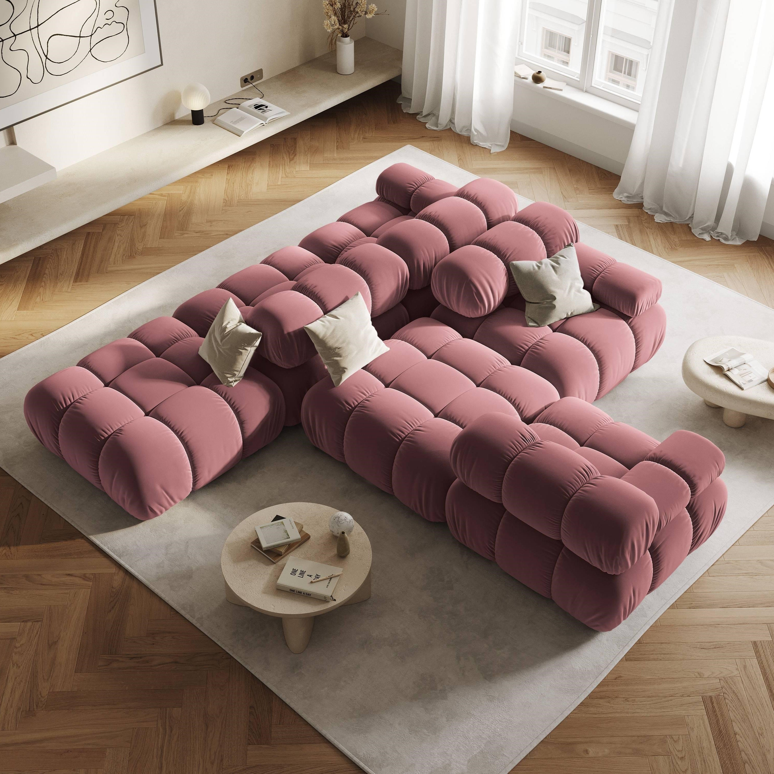 Milo Casa Tropea Modulaire 2-zitsbank Rechts Open met Hocker - Roze