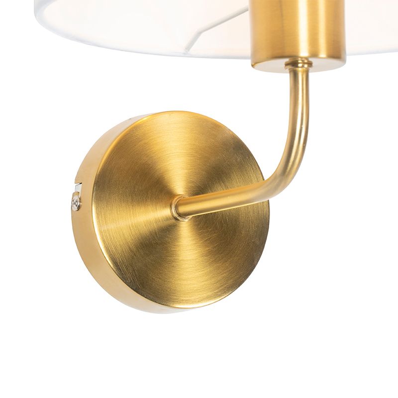 Klassieke wandlamp goud stoffen kap wit - Cas