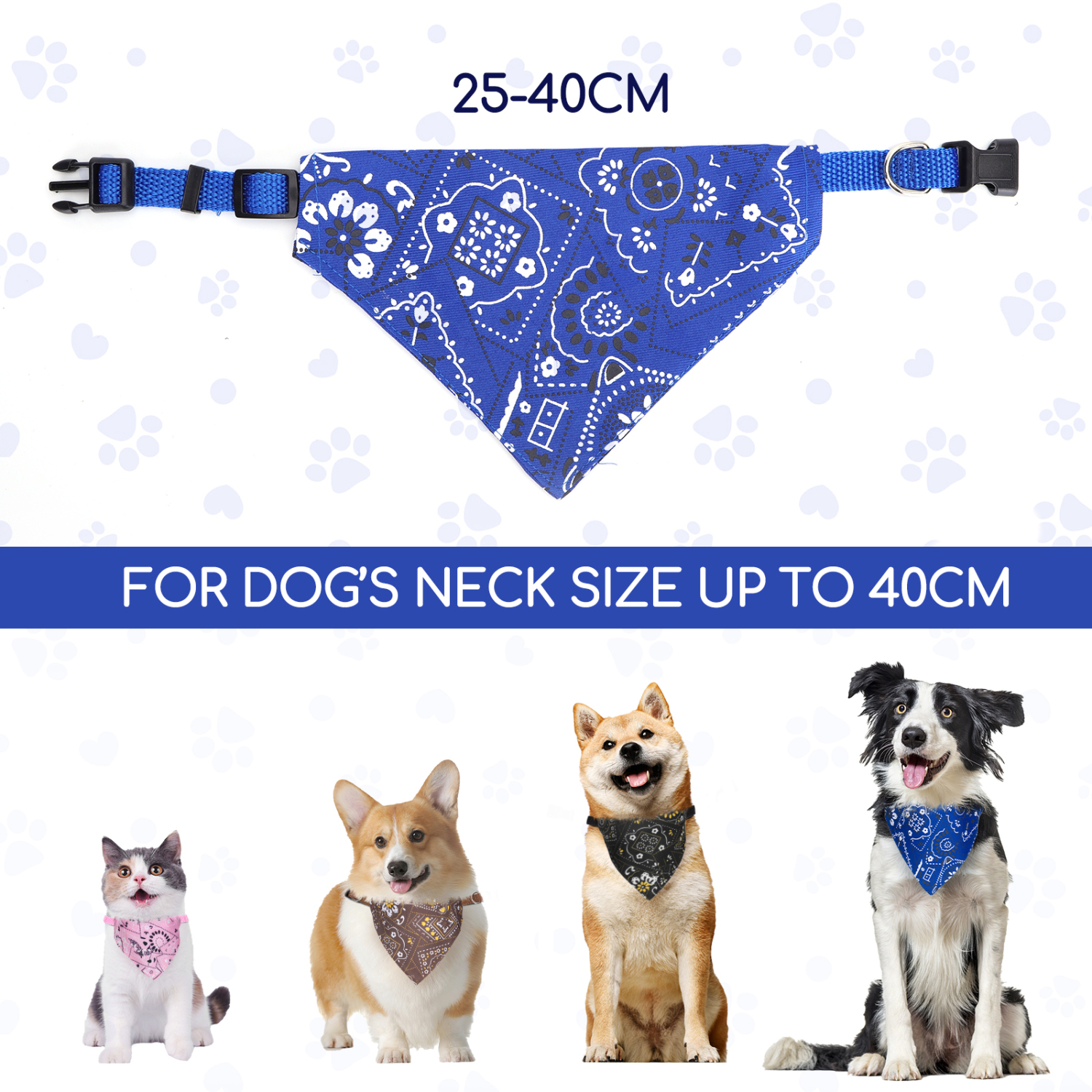 Nobleza - Conjunto de 8 Bandanas Triangulares para Cães e Gatos, Ajustáveis e Laváveis.