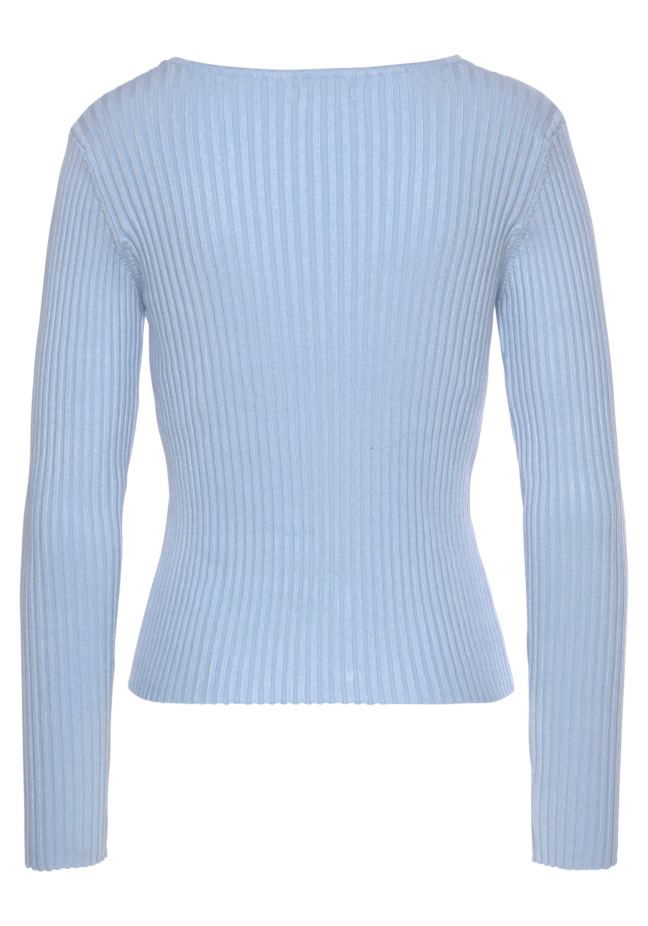 LASCANA V-Ausschnitt-Pullover , mit Zierperlen, figurbetonter Strickpullover, elastisch