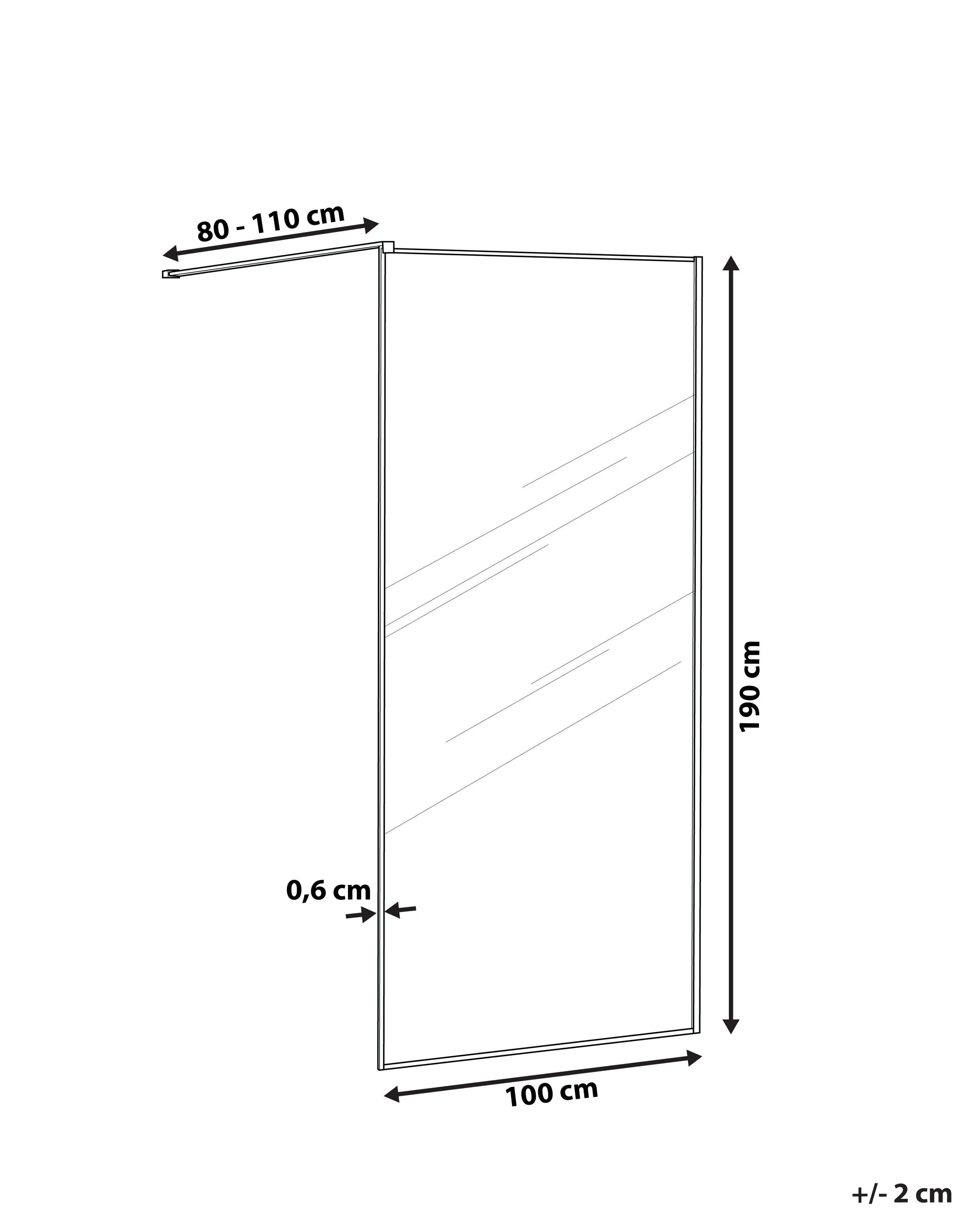 Douchescherm WASPAM 100 x 190 cm Zwart