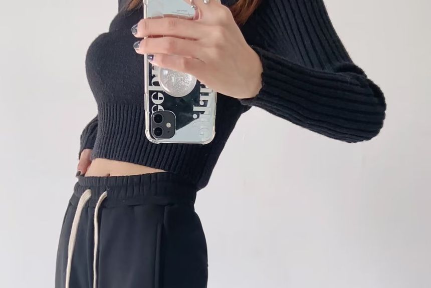Morhan - Hoge taille effen rechte joggingbroek met wijde pijpen