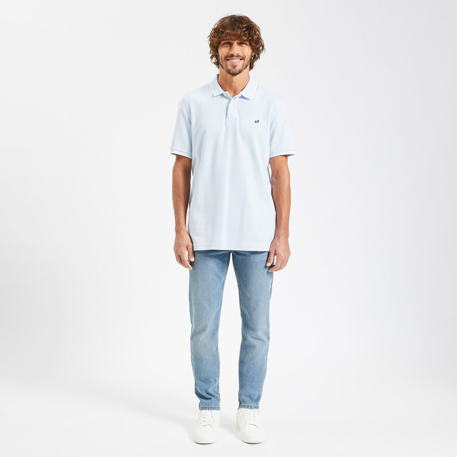 Jean slim en coton et polyester recyclés Bleu