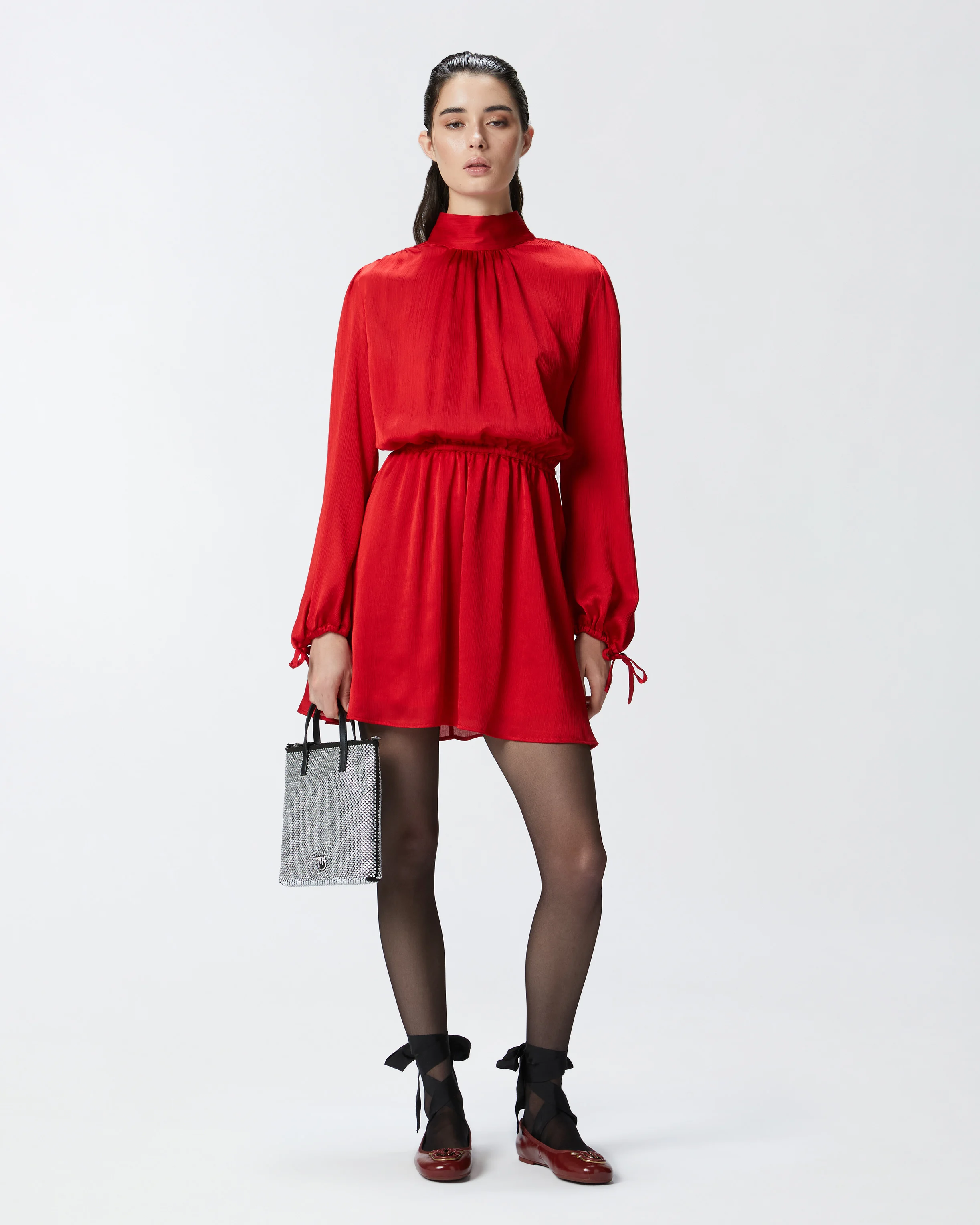Mini-robe dos nu ondulée | Rouge