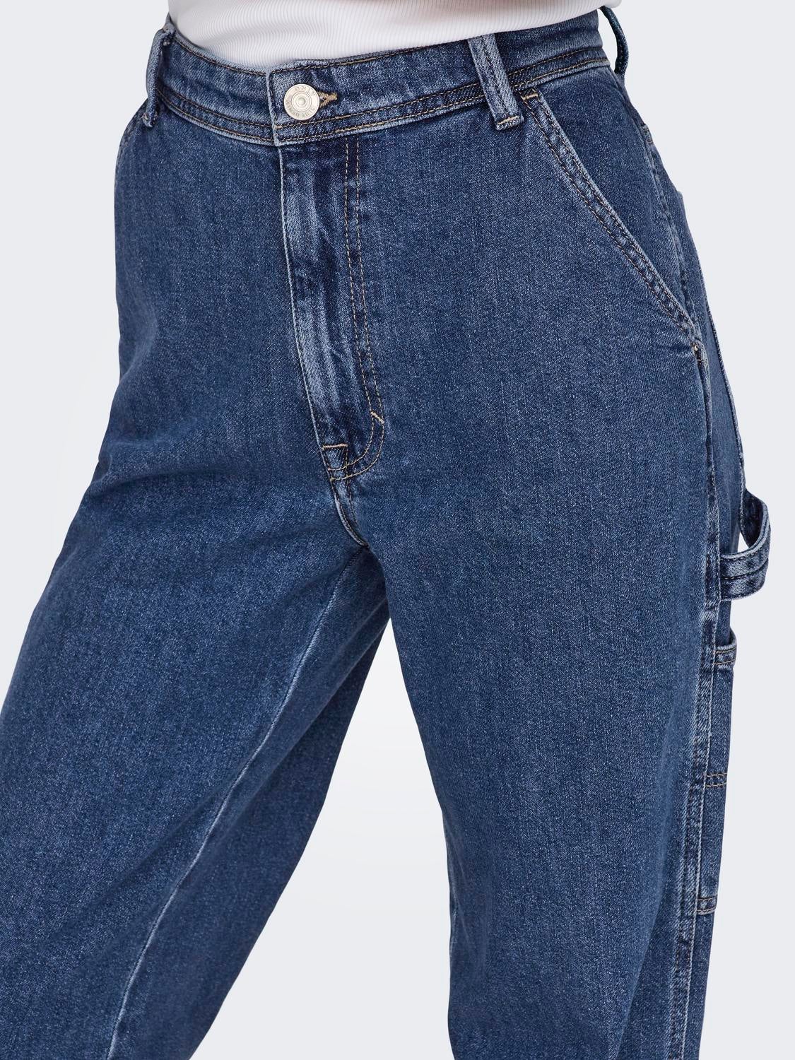 ONLWEST Hohe Taille Gerade geschnitten Jeans Medium Blue Denim