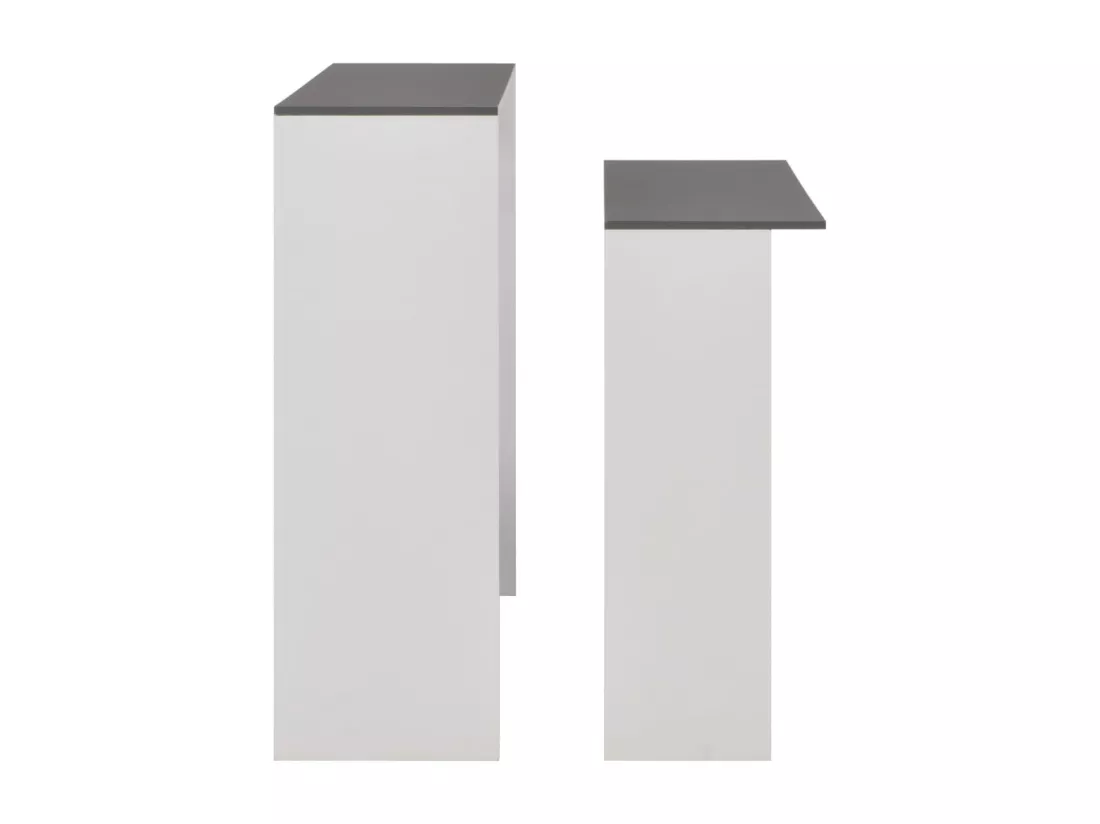Table de bar avec 2 dessus de table Blanc et gris 130x40x120 cm